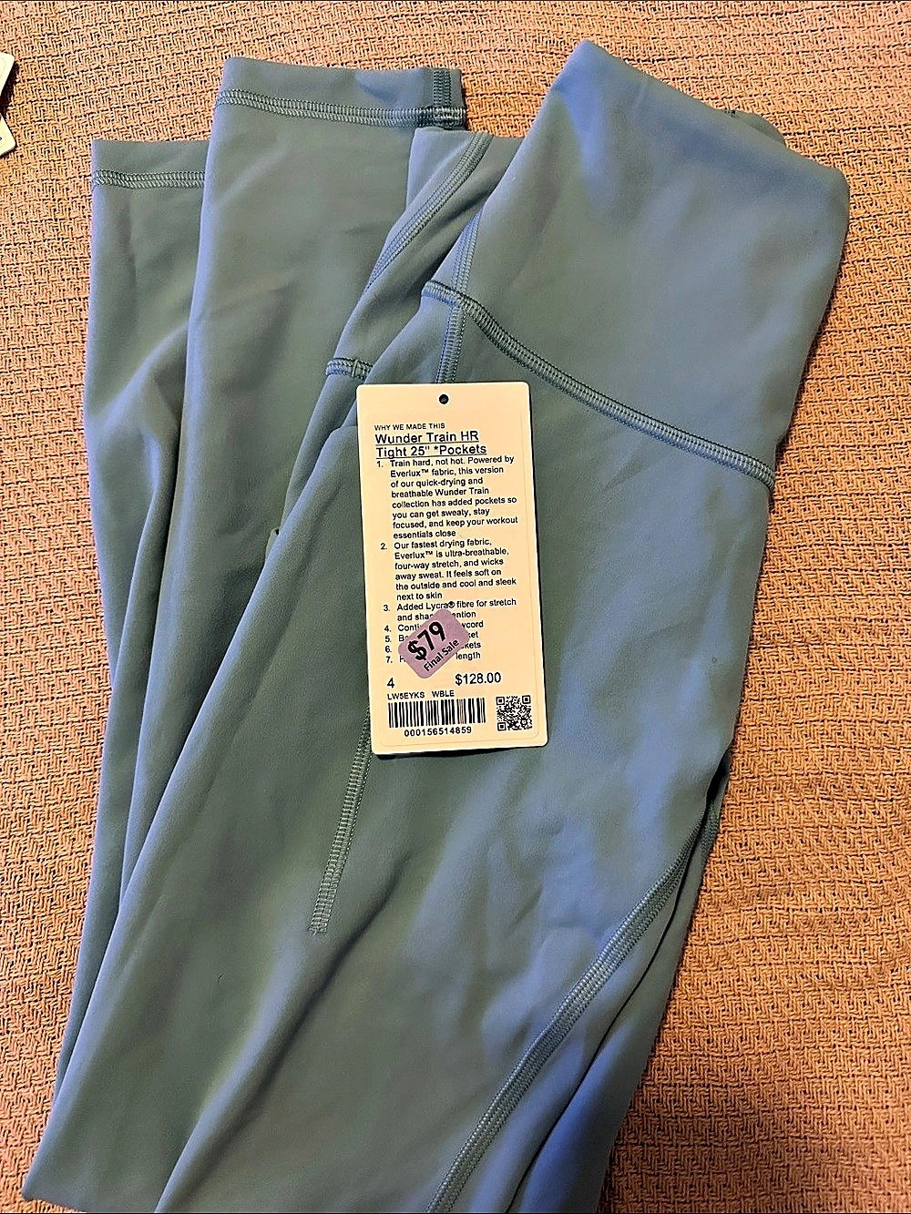 NWT lululemon Wunder Train HR Tight 25" Blue Size 4